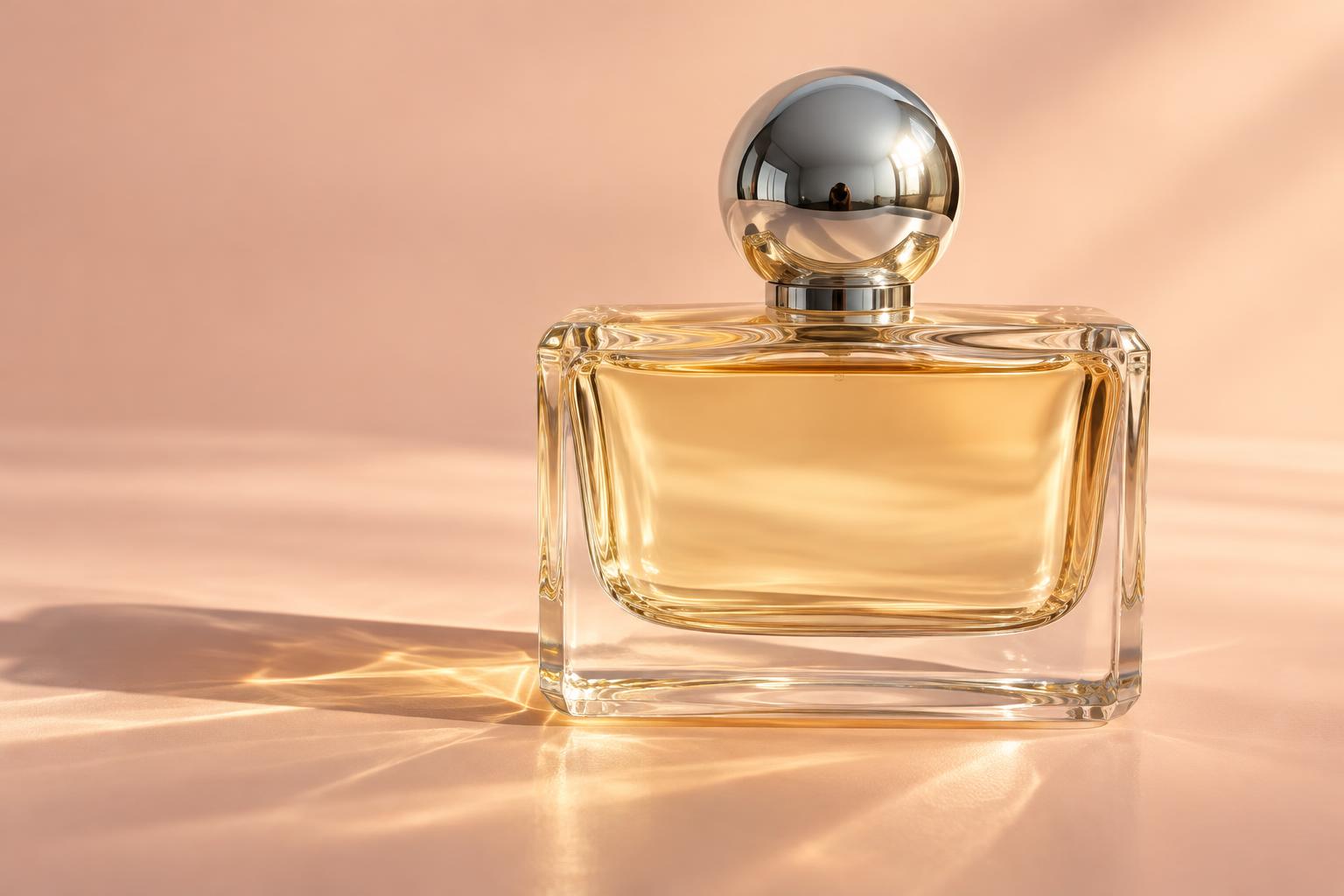 Illustrative amber perfume product photography